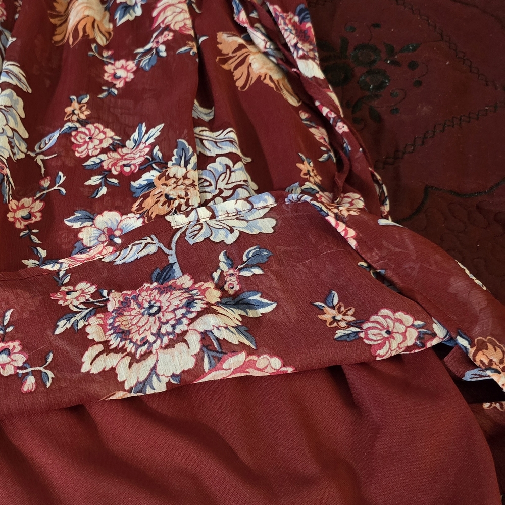 No Boundaries Burgundy Floral Ruffle Dress - Picture 9 of 9